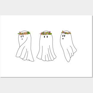 Floral ghost halloween band Posters and Art